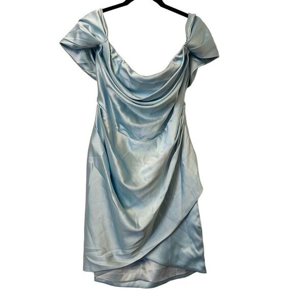 Vintage Miss Circle Off-the-Shoulder Corset Cocktail Dress Light Blue Size XL - Picture 1 of 5
